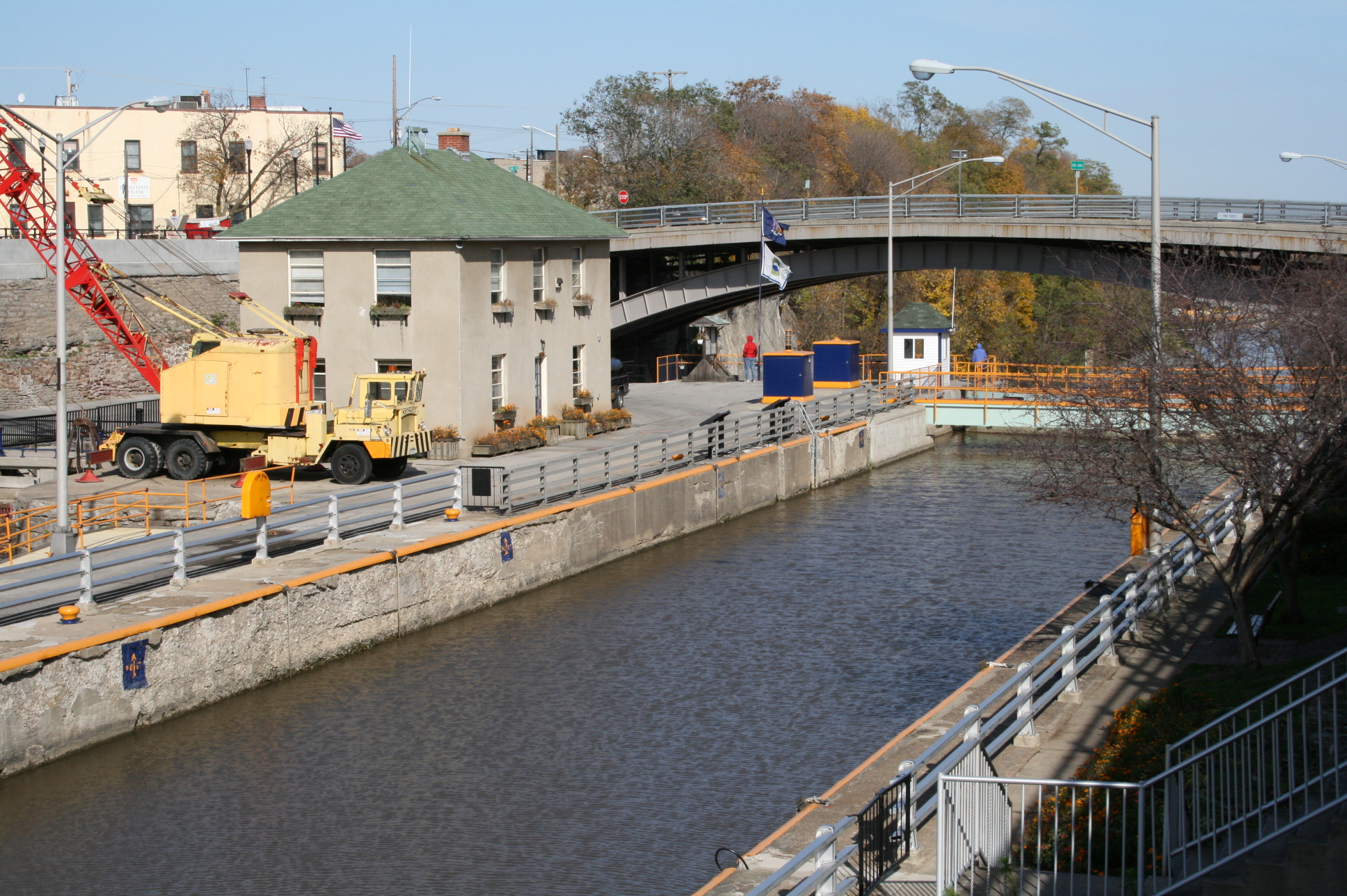 Erie Canal Locks and Downtown Lockport NY